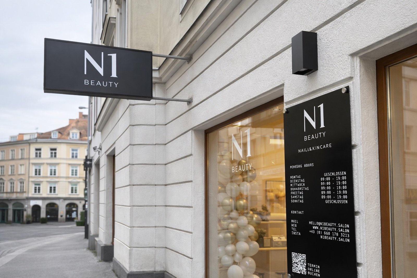 N1 Beauty Salon Outside with Logo